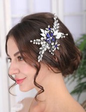 Silver Leaf Headpiece Flower Bride Wedding Hair Comb Bridal Crystal Hair Comb...