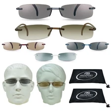Sun Readers Thin Full Lens Tinted Reading Sunglasses Rimless Small Light Weight