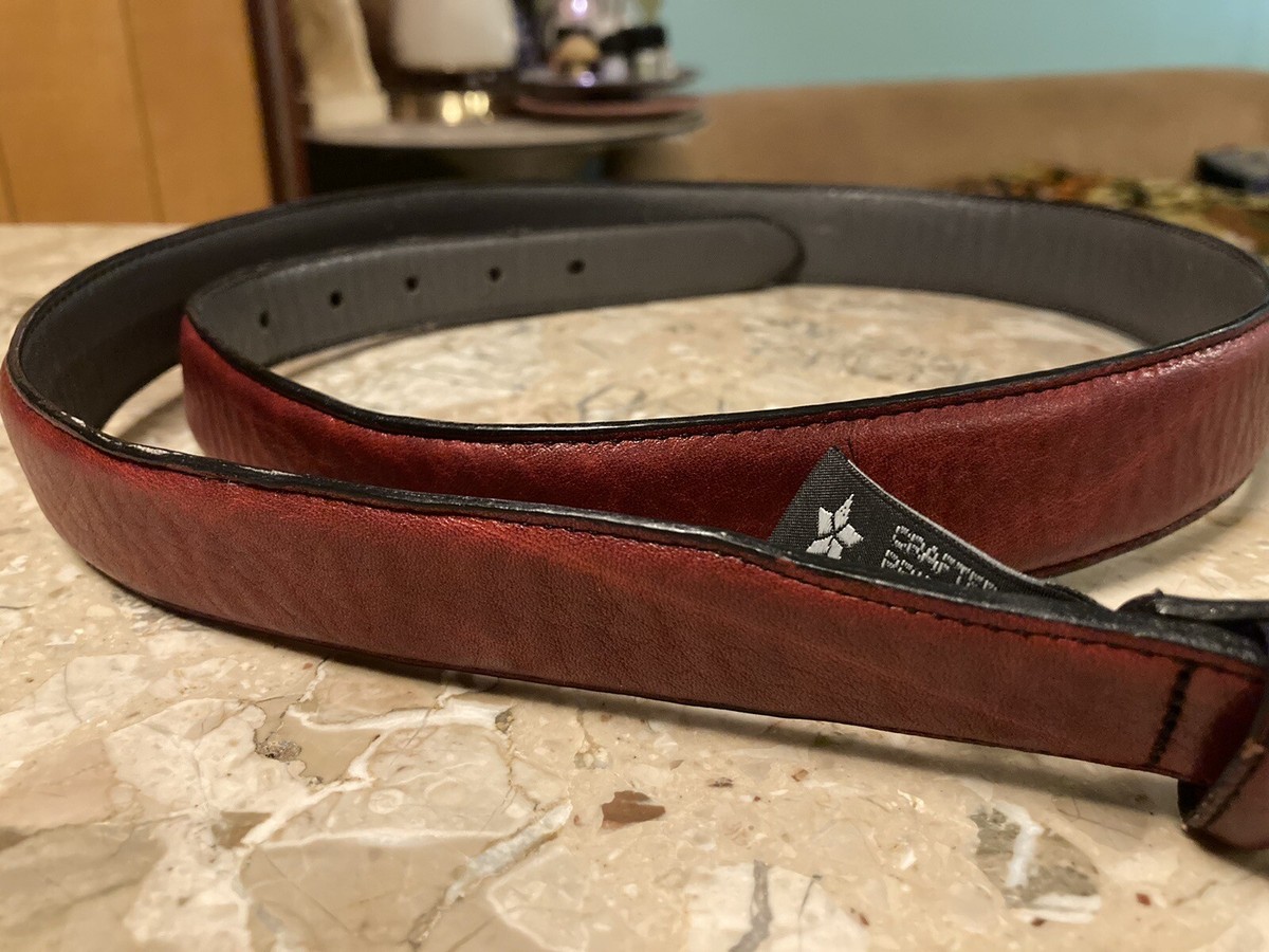 VINTAGE Brighton Red Leather Belt with Silver Buckle Made in 