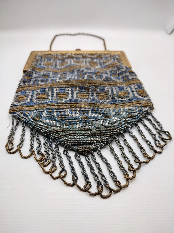 Early 1900's Vintage Metal Beaded Purse Art Deco - Image 4 of 4