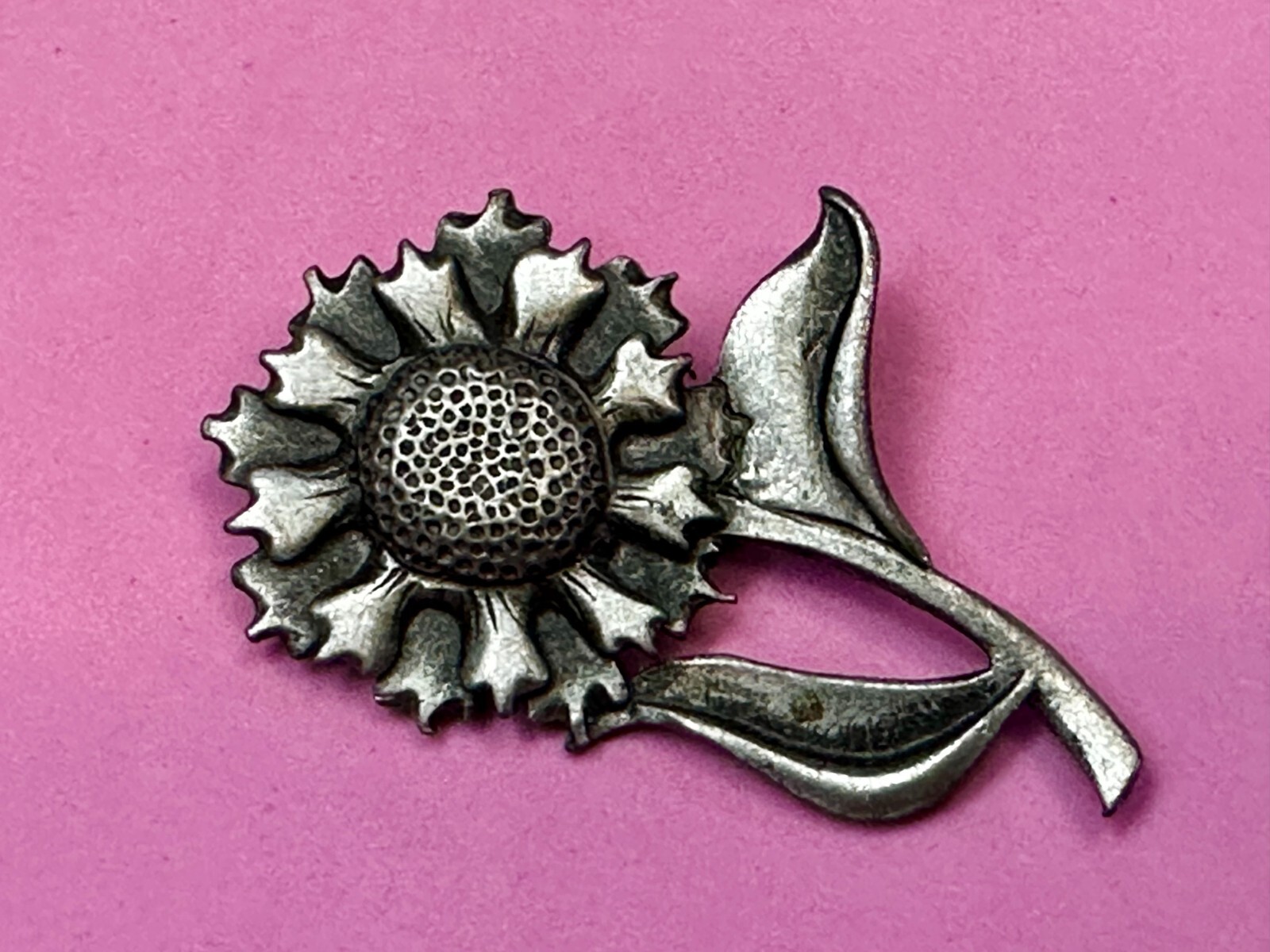 Large Sun Flower Vintage Sunflower Pewter Brooch … - image 12