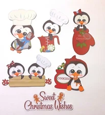 3D UPick Penguins Baking Cooking Christmas Scrapbook Card Embellishment