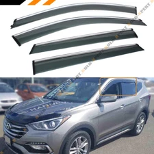 FOR 2013-2018 HYUNDAI SANTA FE SPORT CLIP ON CHROME TRIM WINDOW VISOR RAIN GUARD
