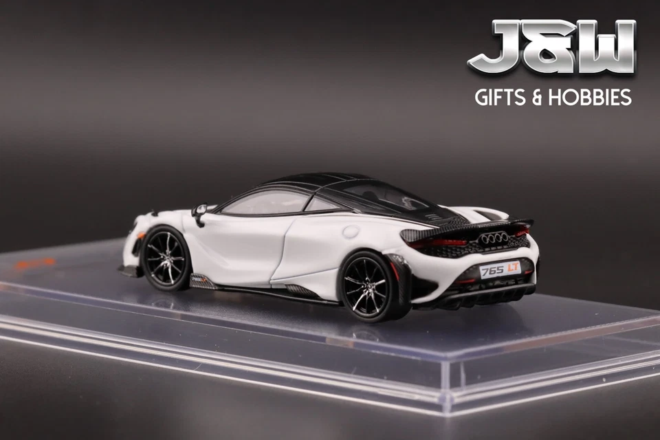 CM MODEL McLaren 765LT Blanco con Fibra de Carbono Capucha Calcomanía 1/64 Foto 4 de 4