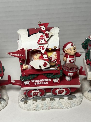 AS IS Danbury Mint Wisconsin Badgers Christmas Express Train Car Statue SET - Picture 2 of 18