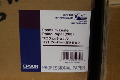 Epson Premium Luster Photo Paper 3' Core 36''x100ft White S042082
