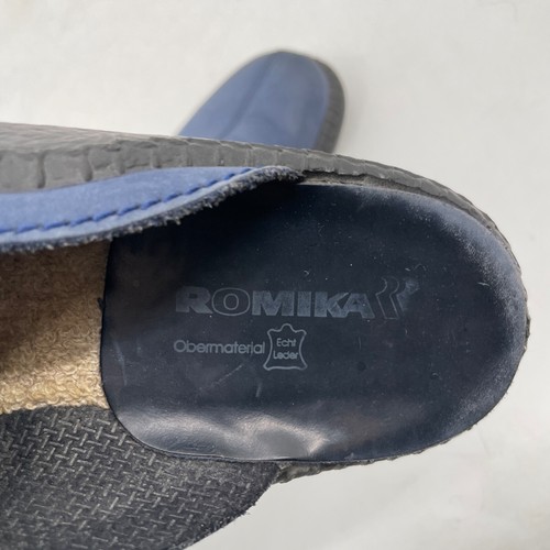 Romika Mokasso Women 36 genuine leather Slip On Mule Slipper navy Blue Flat clog - Picture 6 of 8