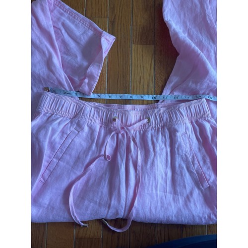 Lilly Pulitzer Pants Womens Small Pink 100% Linen Straight Leg Casual Drawstring - Picture 8 of 9