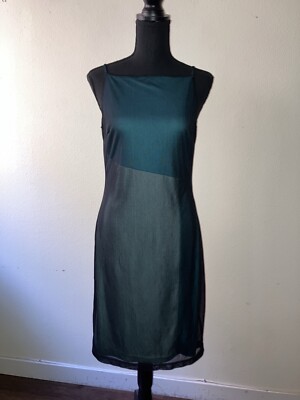 Vintage '90s Express Color Block Shift Dress w/ Black Mesh Overlay Grunge XS/S