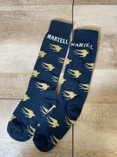 Martell Cognac Men’s Dress Socks Bird Logo Navy Gold - Picture 2 of 7