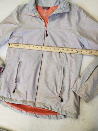 Lands End Women S Tall Gray Orange Zip Track Jacket Collar Breathable Pockets - Picture 3 of 11