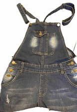 Women's Distressed Blue Jeans Overalls Waist 29