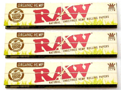 3x Raw Organic King Size Rolling Papers Slim 3 Packs *Discounts* USA SHIPPED!