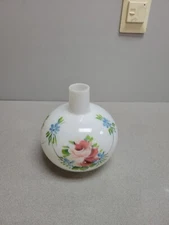 Vintage Hand Painted Milk Glass Oil Lamp Chimney