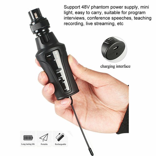 UHF Wireless Receiver Transmitter System for Dynamic Condenser Microphone 48V In - Photo 5/10