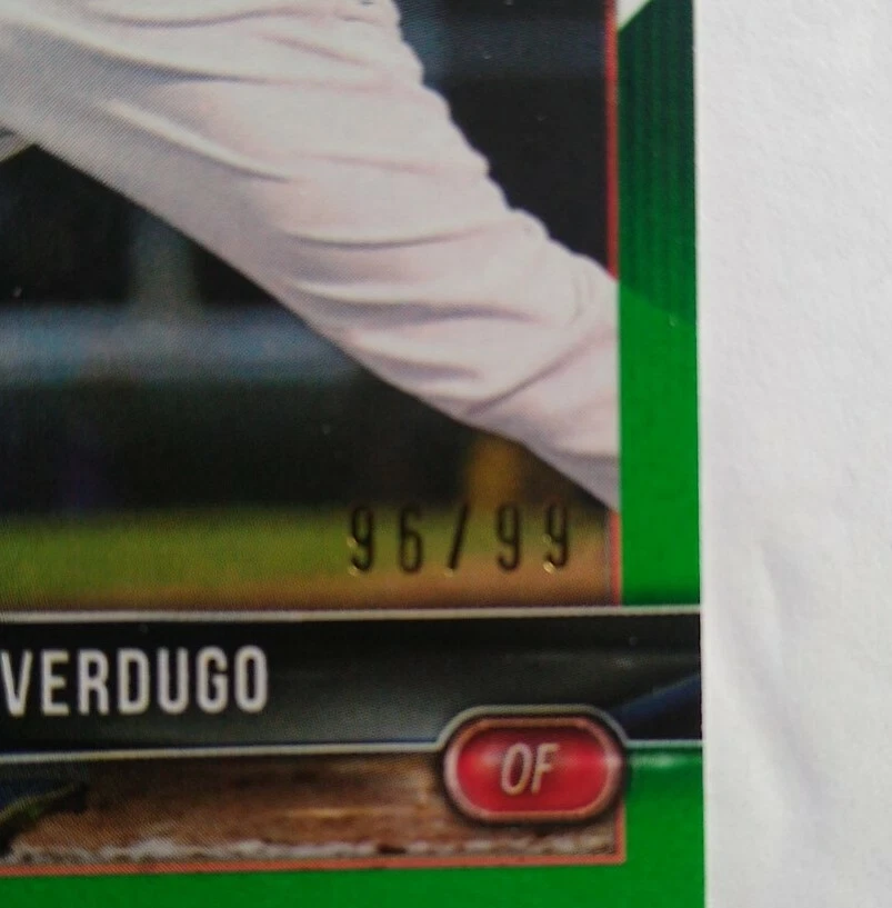 Alex Verdugo 2018 Bowman Green SP RC Rookie Card #d / 99, Boston Red Sox - Image 3 of 4