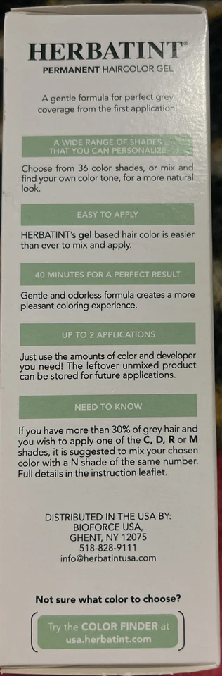 Gel de color de cabello herbal permanente Herbatint 4,56 onzas, FÓRMULA ÚNICA Y SUAVE Foto 4 de 4