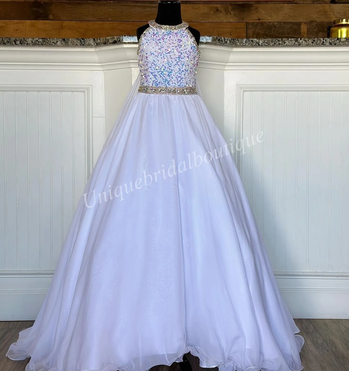 Teen Preteen Little Kid Girl Pageant Ballgown with Cape for Birthday Formal Part