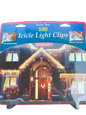 Vintage Santa's Best Icicle Light Clips EZ Light Shingle Gutter Christmas Decor