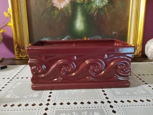 Vintage Haeger Pottery Planter Box Deep Red/Burgandy Color 10"