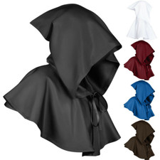 Halloween Cosplay Costume Cloak Medieval Hooded Cape Cowl Witch Monk Clergy Hat