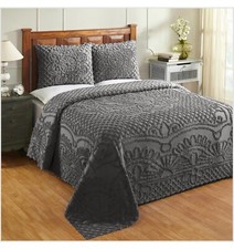 Better Trends Trevor Design 100 Cotton Tufted Double Bedspread Gray