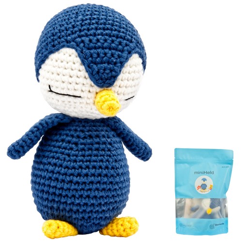 Handgestrickter Pinguin gehäkelt aus Baumwolle Spielzeug 16 cm - Bild 4 von 5