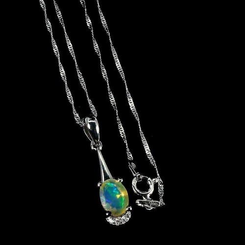 Silver Pendant Opal Genuine Natural Mined Gems Solid Sterling 18 Inch - 第 7/24 張圖片