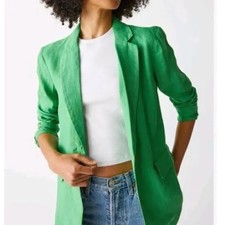 H by Halston single button linen blazer