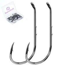 Baitholder Fishing Hooks 50Pcs Bait Holder Hooks Offset/Double Barbed/Long Sh...