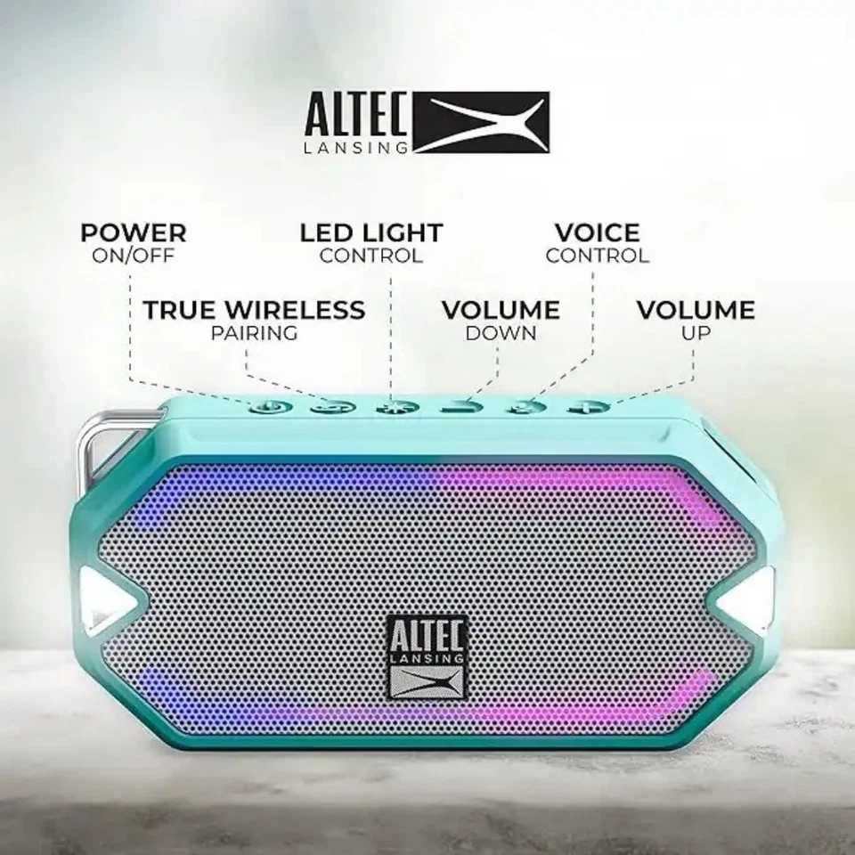 NEW Altec Lansing HYDRAMINI EverythingProof Wireless Bluetooth Speaker (MINT - Image 3 of 4