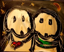 TWO DOGS  Abstract Modern Original Oil Painting  CANVAS BY KAZAV