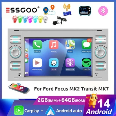 ESSGOO For Ford Transit Mk7 Kuga Focus Fiesta Android 14 Car Stereo Radio GPS SAT NAV