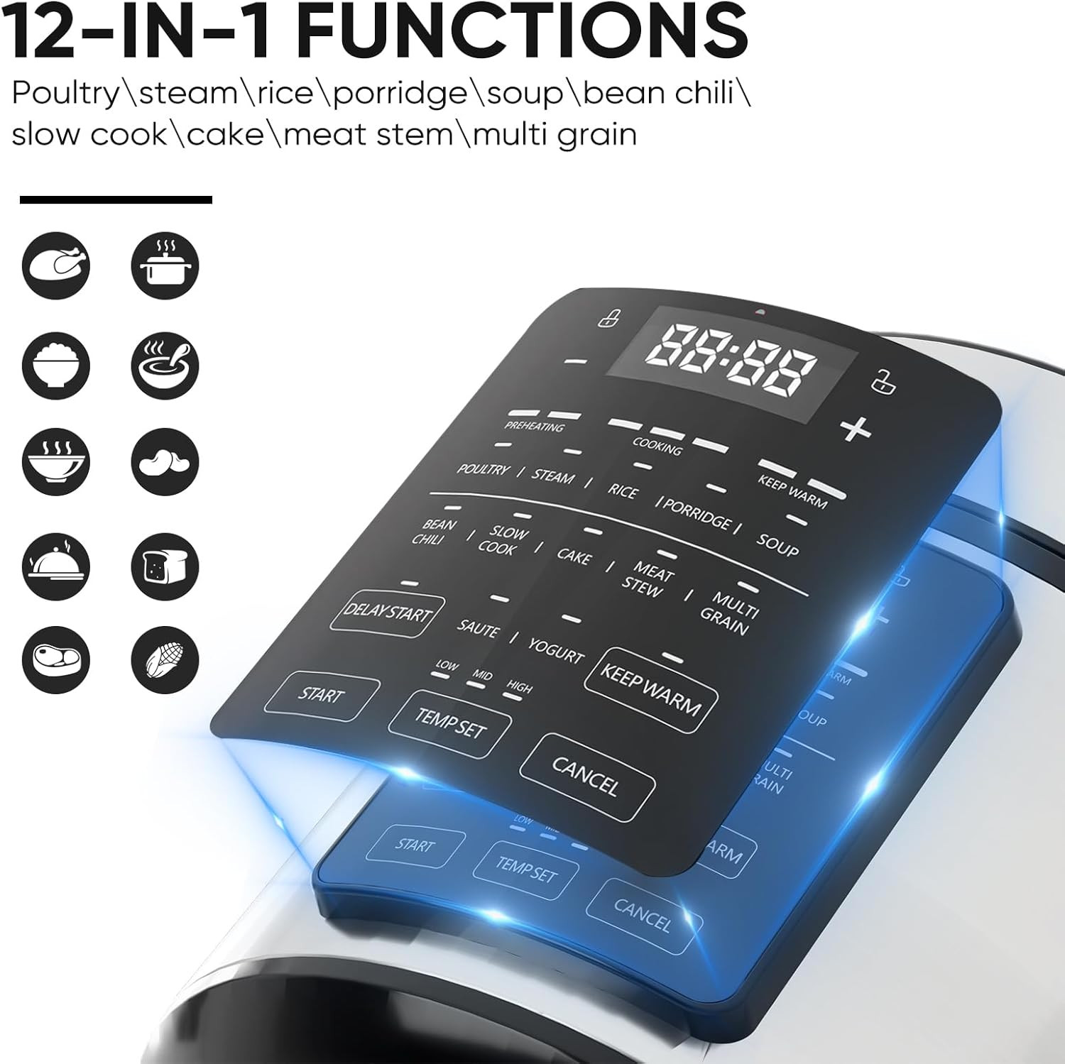 DUMOS 12-In-1 Electric Pressure Cooker 6 QT Stainless Steel Multi Cooker Electri