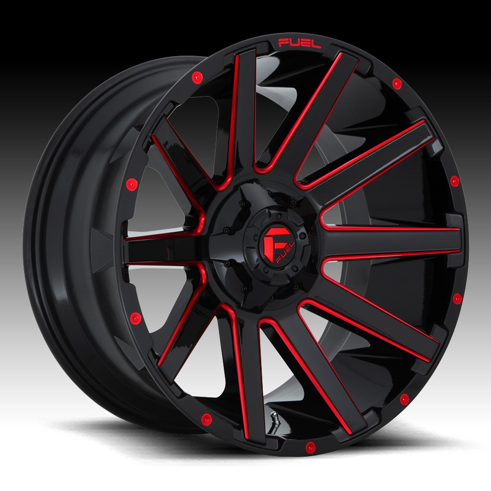 Fuel D643 Contra Black Milled Red 22x10 5x4.5 / 5x5 -18mm
