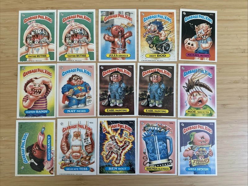 Lot of 15 Garbage Pail Kids Old Series Cards - 1980s Vintage USA GPK 168-205 NM