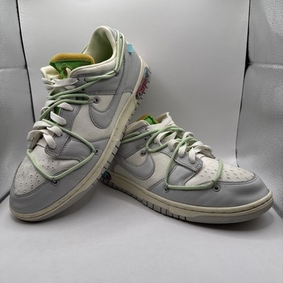 Size 11 - Nike Dunk Low Off White Lot 7 Green  DM1602-108