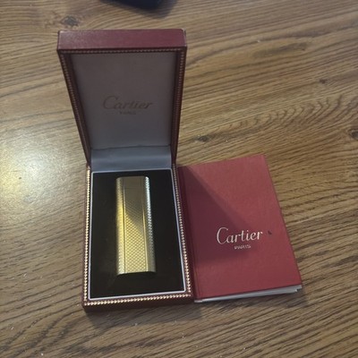Elegant Vintage Cartier 18K Yellow Gold Plated Textured Lighter