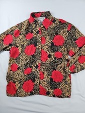 Oscar de la Renta Vintage Mod Wife Animal Print Silk Floral Blouse Sz S