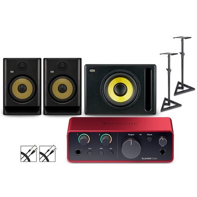 Focusrite Solo Gen4 with KRK ROKIT G5 Monitors/Subwoofer/Stands/Cables ROKIT 8