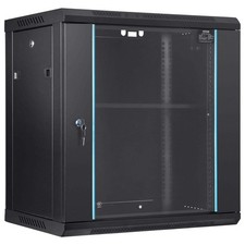 12U Wall-Mounted Server Network Cabinet, 15.5'' Depth, Secure Rack Enclosure, Su
