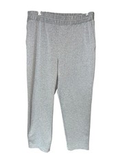 A New Day Pants Women s Medium Gray White Pinstripe Elastic Waist Pull On