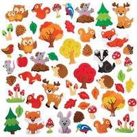 Baker Ross FX119 Moosgummi Aufkleber Waldtiere Sticker Basteln Kinder 100 StüCk