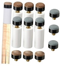 12 Sets Billiard Cue Tips, White  Blue Pool Que Tip Ferrules 12mm/13mm, Slip