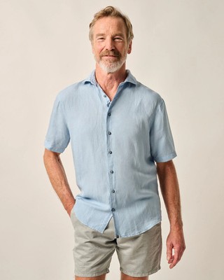 johnnie-O Short Sleeve Hangin' Out Linen Button Down Shirt - Gianni Maliblu Size