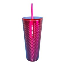 Starbucks 2023 Pink Diagonal Sheen Ombre Textures Glass Tumbler - 24 oz