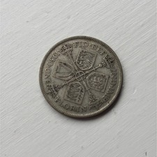 1930 Florin Two Shillings - King George V - 50% Silver - British Coin