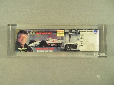 2000 Indy Car Nazareth Speedway Commemorative Ticket in Acrylic Slab 144/500