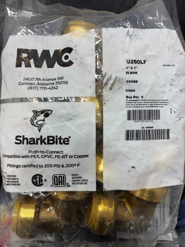 SharkBite U260LF 1" x 1" Brass Push-to-Connect Elbow Lot of 6