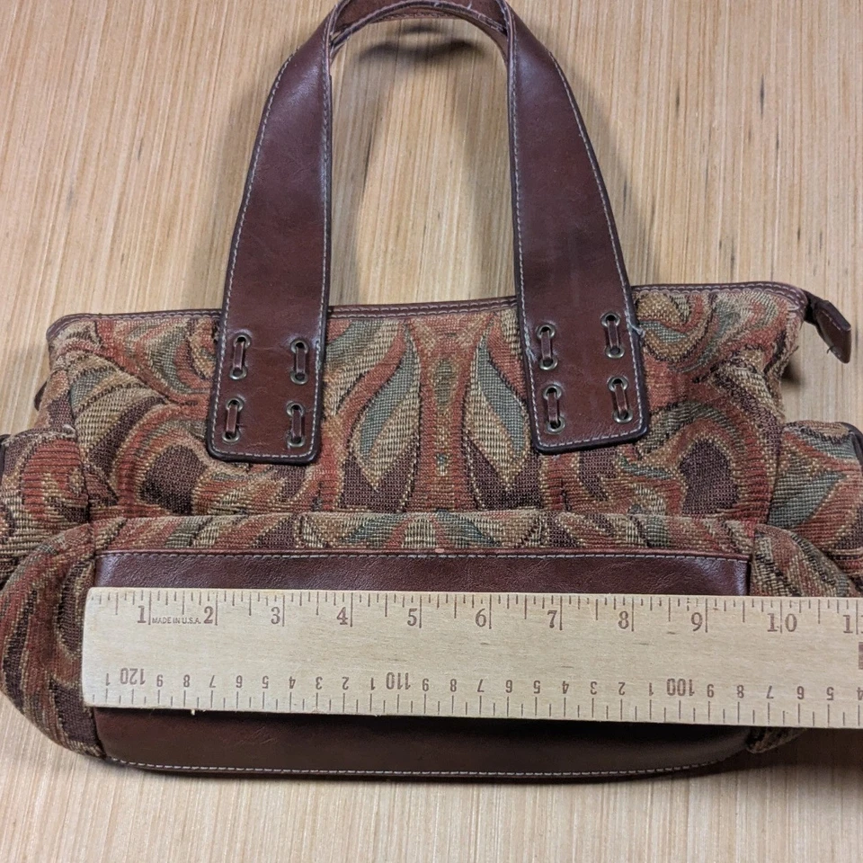 Relic Brown Tapestry Fabric Satchel Handbag Purse Floral Print Travel Bag - Image 2 of 4